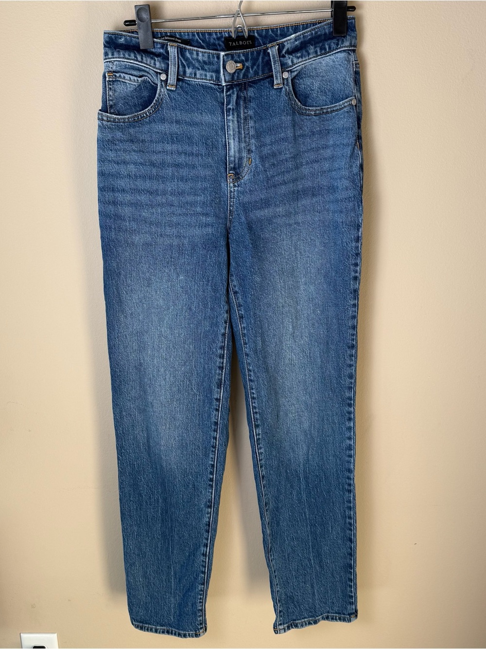 Talbots High Waist Relaxed Jeans Womens 4 Palisade Wash Blue Denim Pants Stretch